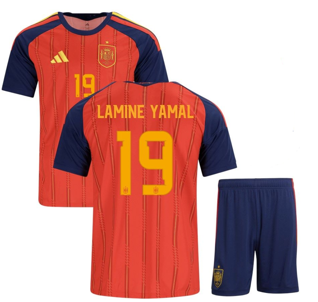 Lamine Yamal #19 Spain Home Kids Jersey Set