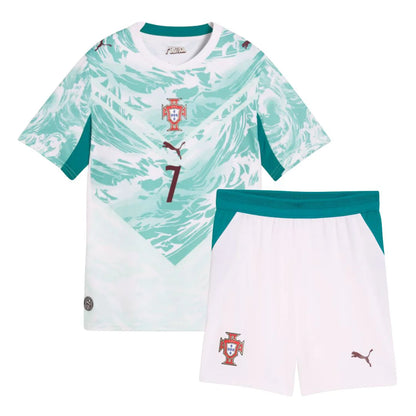 Ronaldo Portugal White & Green Kids Jersey Kit