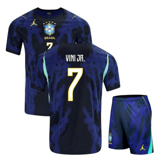 Vinicius Jr Brazil Blue Away Kids Jersey Set